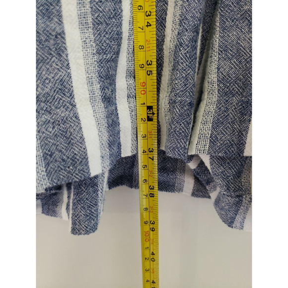 Loft NWT Shorts Romper 10 Striped Blue Linen Blend Drawstring Pockets Coastal - Picture 10 of 16
